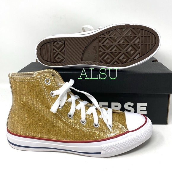 Converse Ctas High Top Gold Kids Sneakers - Picture 3 of 10
